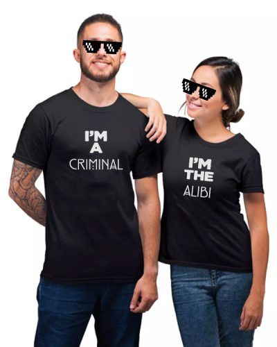 Set tricouri i'm a criminal alibi, 100% bumbac, cod produs T28