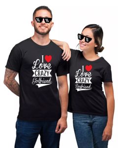 Set tricouri cuplu love crazy girlfriend / boyfriend, cod T23 1 Set tricouri cuplu love crazy girlfriend / boyfriend, cod T23