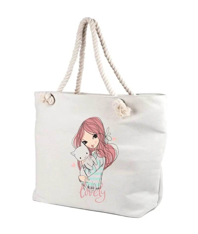 Geanta personalziata Fata cu Pisica, just a girl who love cats, cod produs GF31