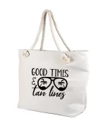 Geanta personalizata GOOD TIMES pentru femei, ideala la plaja sau plimbari, cod produs GF14
