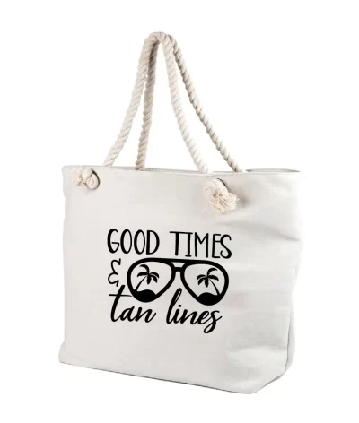 Geanta personalizata GOOD TIMES pentru femei, ideala la plaja sau plimbari, cod produs GF14