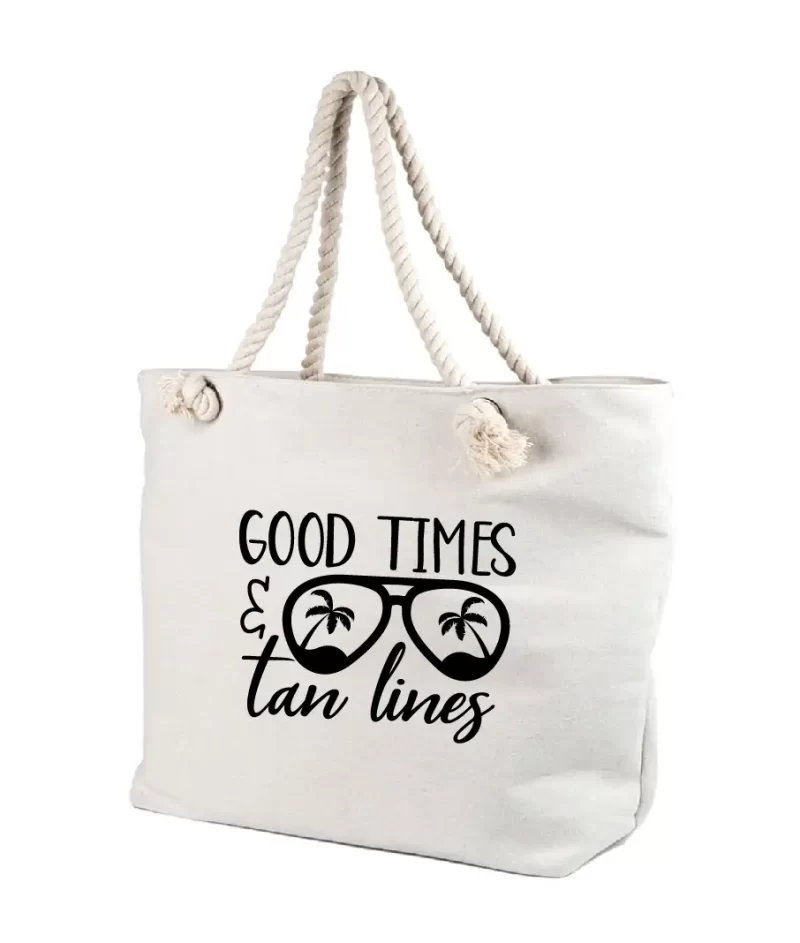 Geanta personalizata GOOD TIMES pentru femei, ideala la plaja sau plimbari, cod produs GF14