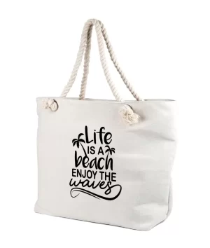Geanta life is a beach enjoy the waves pentru plaja, cod produs GF09