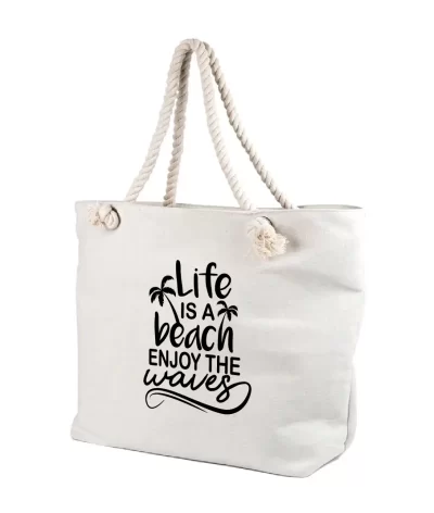 Geanta life is a beach enjoy the waves pentru plaja, cod produs GF09