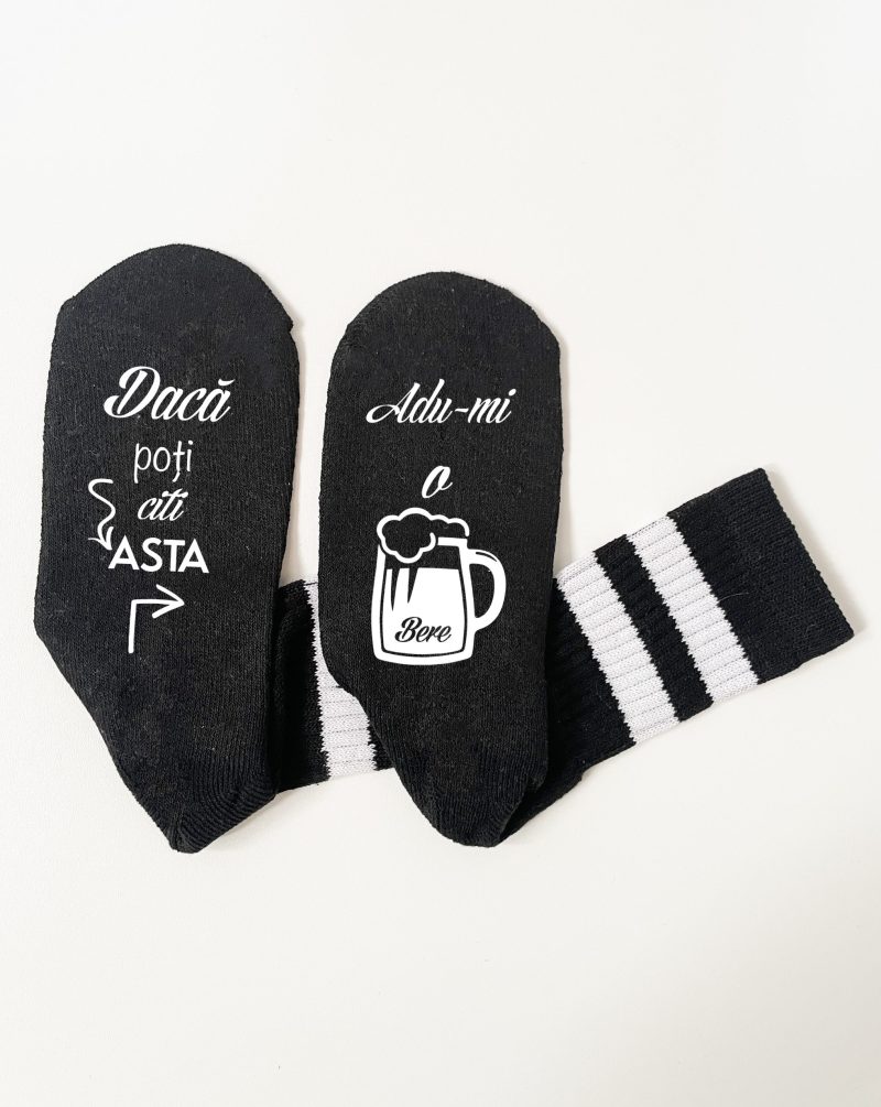 Șosete negre cu mesaj adu-mi o bere, cod produs SB01
