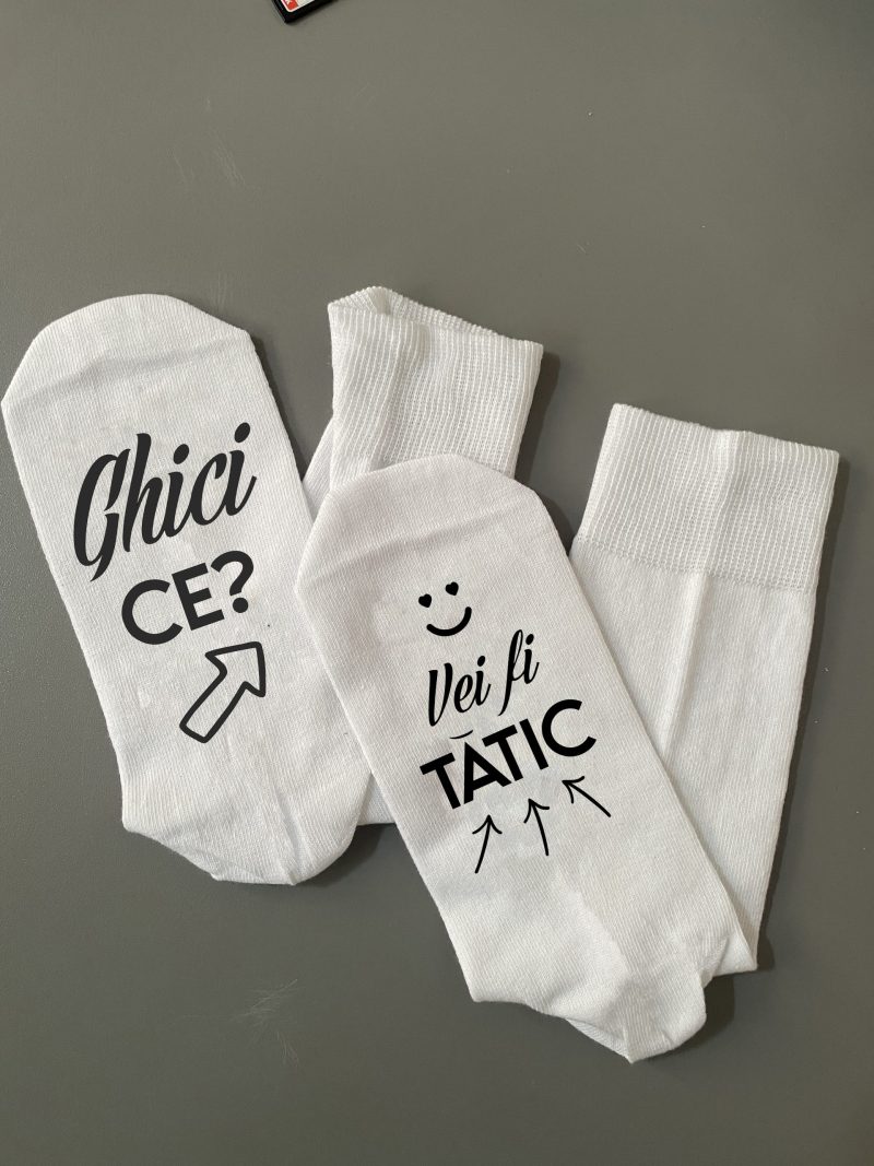 șosete albe mesaj vei fi tatic