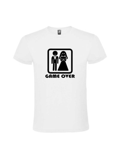 Tricou Game Over mire si mireasa, albe, set 2 buc, cod TGO01
