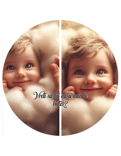 Puzzle rotund cerere nasi botez cu 2 poze, cod produs PR02