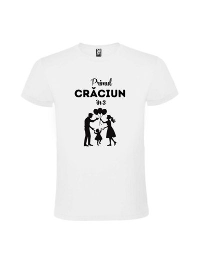 Set tricouri de Crăciun familie cu o fetiță, alb / negru, cod produs TPC01