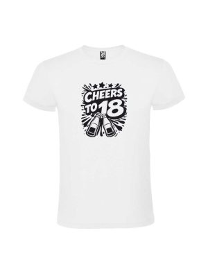 Tricou majorat cheers to 18, vinil alb negru, cod produs TM5