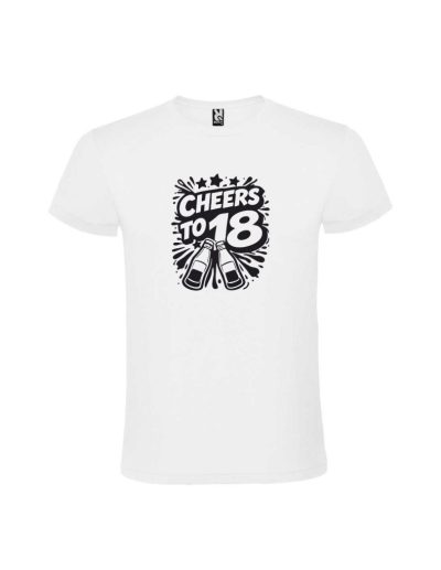 Tricou majorat cheers to 18, vinil alb negru, cod produs TM5