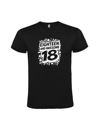 Tricou majorat eighteen and awesome 18, vinil alb negru, cod produs TM11