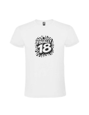 Tricou majorat finally 18 ani, alb negru, cod produs TM4