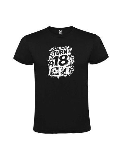 Tricou majorat turn 18, vinil alb negru, cod produs TM8