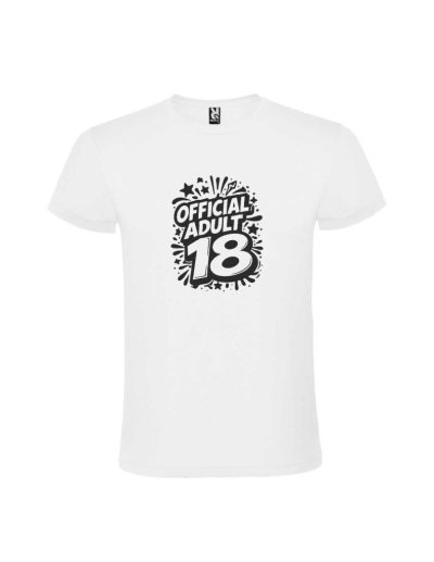 Tricou oficial adult 18 ani majorat, alb negru, cod produs TM15