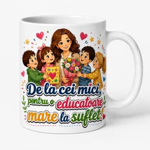 Cana personalizata educatoare cu mesaj de la cei mici