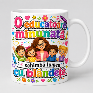 Cana personalizata educatoare cu mesajul face fiecare zi mai frumoasa