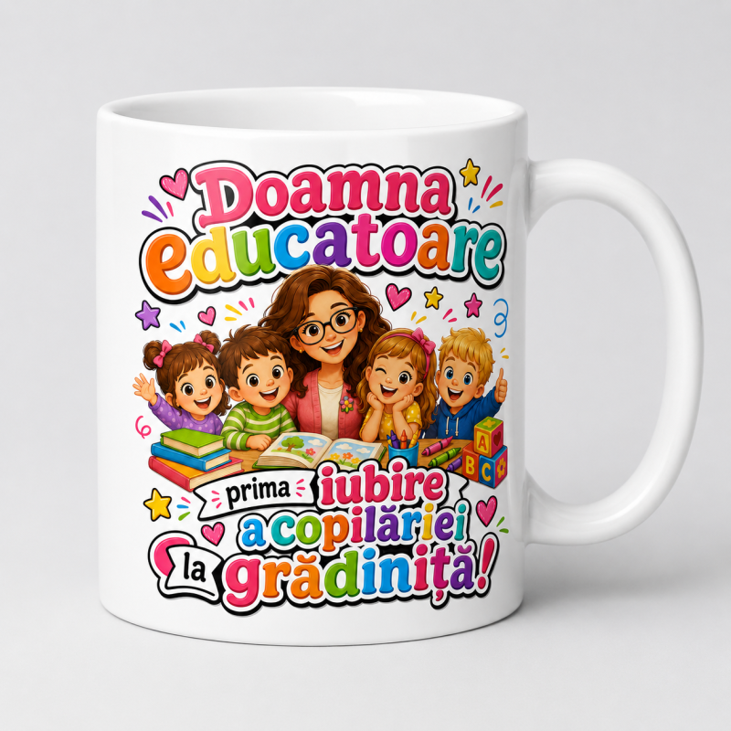 Cana personalizata educatoare Fiecare zi e o aventura cod PRZ-0014-CANAED Cana personalizata educatoare cu mesajul Fiecare zi e o aventura
