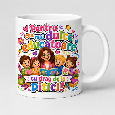 Cana personalizata educatoare cu mesajul Minunata schimba lumea cu blandete