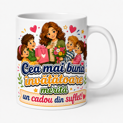 Cana personalizata cea mai buna invatatoare cadou de suflet