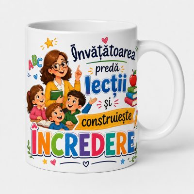 Cana personalizata invatatoare cu mesajul preda lectii construieste incredere