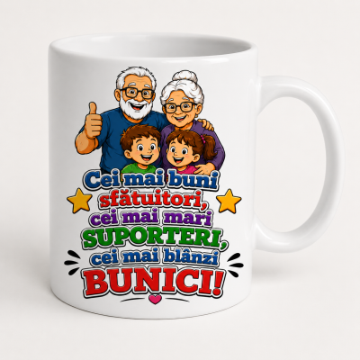 Cana personalizata bunici cu mesaj pentru cei mai buni sfatuitori