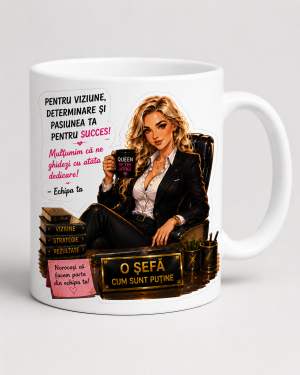 Cana mesaj sefa multumire cu design elegant si text de recunostinta