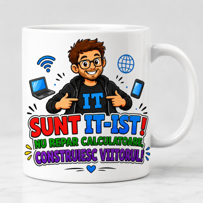 Cana personalizata it-ist cu mesajul amuzant Sunt IT-ist nu repar calculatoare