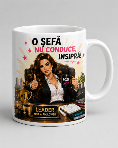 Cana personalizata sefa cu mesaj care inspira model PRZ-0061-CANASF