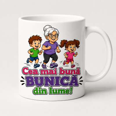 Cana personalizata bunici cu mesajul Cea mai buna bunica din lume