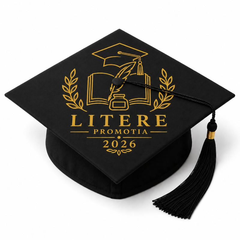 Toca personalizata Iasi pentru facultatea de litere, cod PRZ-0024-TOCA Toca personalizata Iasi pentru facultatea de litere cod PRZ-0024-TOCA