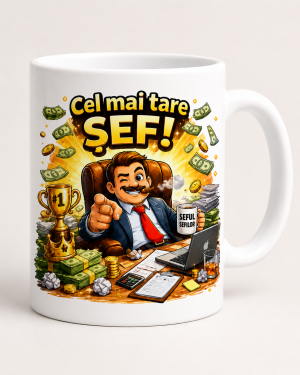 Cana cel mai tare sef cadou personalizat pentru birou panda roz