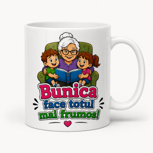 Cana personalizata bunica cadou de la Panda Roz