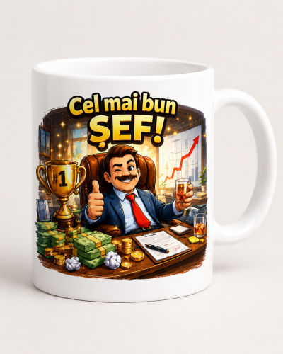 Cana Cel mai bun sef personalizata din ceramica alba