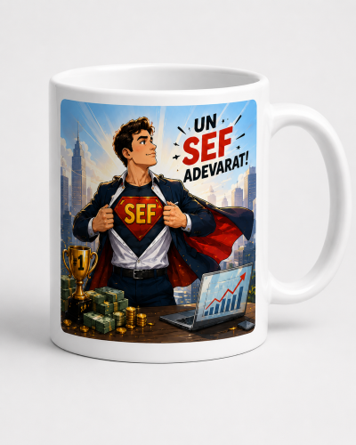 Cana personalizata sef cu mesajul un super sef adevarat