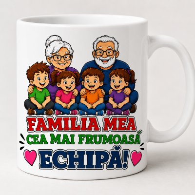Cana personalizata bunici si nepoti cu design special pentru familie