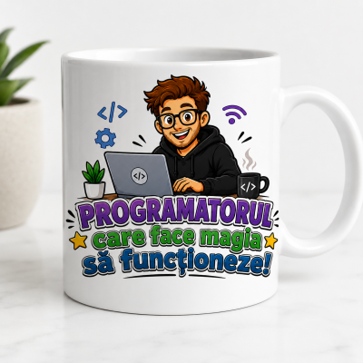 Cana personalizata programatori cu design creativ pentru birou
