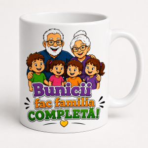 Cana personalizata bunici cu mesajul Bunicii fac familia completa