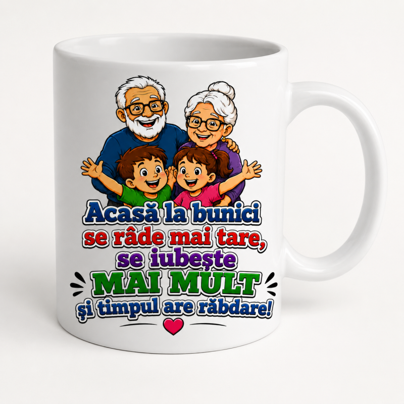 Cana personalizata bunici cod PRZ-0013-CANABU Cana personalizata bunici cu mesajul Vrem acasa la bunici