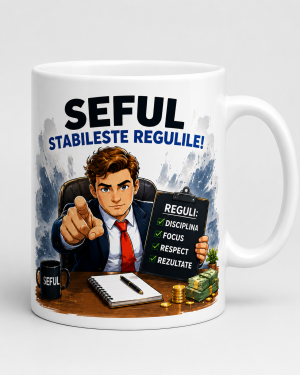 Cana seful stabileste regulile cadou personalizat pentru birou de la Panda Roz