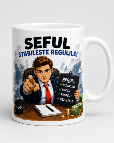 Cana seful stabileste regulile cadou personalizat pentru birou de la Panda Roz