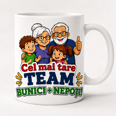 Cana personalizata bunici cu mesajul Team Bunicii model PRZ-0007-CANABU