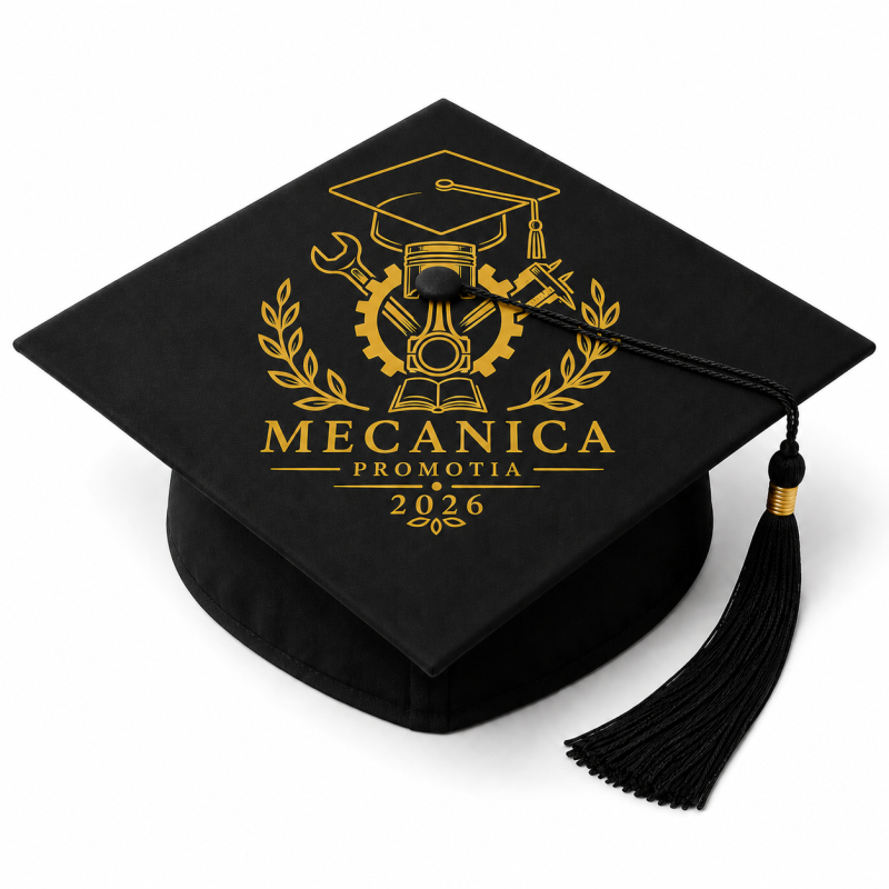 Toca personalizata Iasi pentru facultatea de mecanica, cod PRZ-0020-TOCA Toca personalizata Iasi pentru absolventi facultatea de mecanica cod PRZ-0020-TOCA