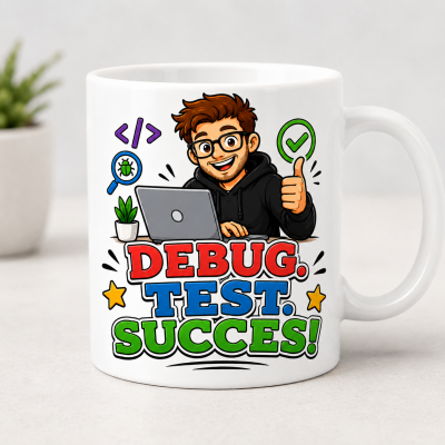 Cana personalizata debug pentru developeri si programatori cu mesaj de succes