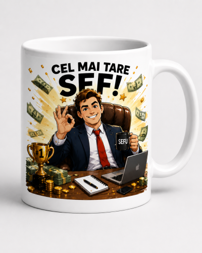 Cana cel mai tare sef cadou personalizat cu mesaj amuzant pentru birou
