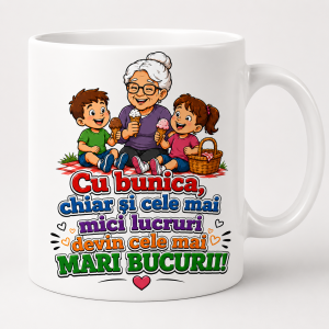 Cana personalizata bunica din ceramica alba cu mesaj special