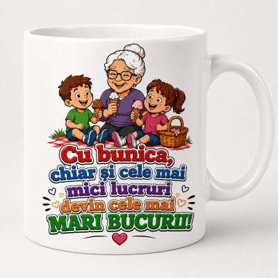 Cana personalizata bunica din ceramica alba cu mesaj special