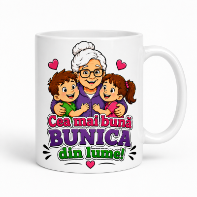 Cana personalizata bunica cu textul Cea mai buna bunica din lume