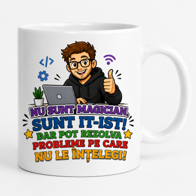 Cana personalizata itist magician pe un birou de lucru