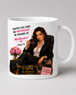 Cana cadou pentru sefa multumim cu design elegant si mesaj de recunostinta